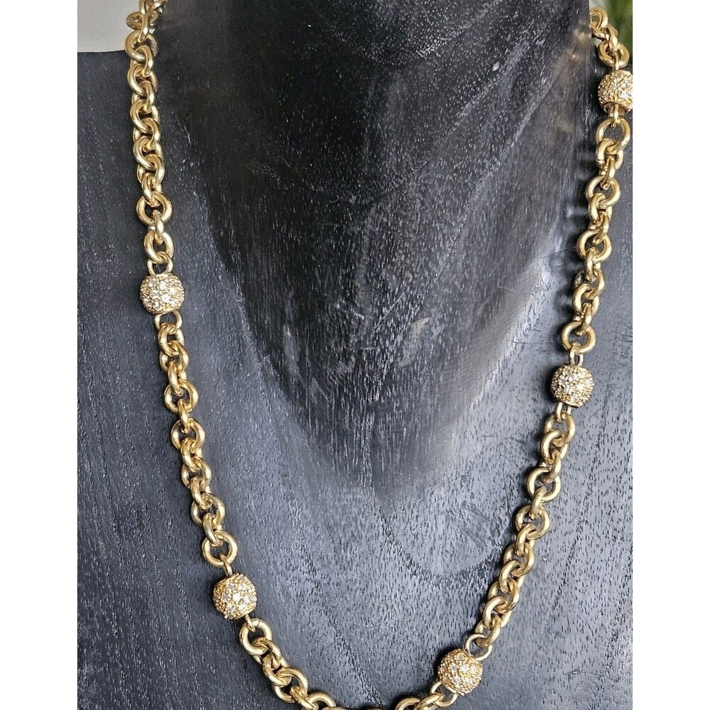 PJM 925 Gold Sterling Silver Chain Ball Necklace Vermeil Vintage Heavy